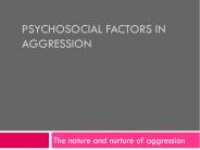 PSYCHOSOCIAL FACTORS IN AGGRESSION