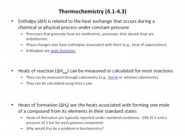 Thermochemistry (4.1-4.3)