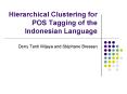 Hierarchical Clustering for POS Tagging of the Indonesian Language PowerPoint PPT Presentation
