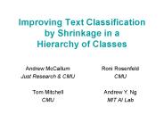 Improving Text Classification by Shrinkage in a Hierarchy of Classes