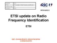 ETSI update on Radio Frequency Identification