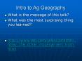 Intro to Ag Geography PowerPoint PPT Presentation