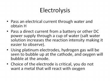 Electrolysis