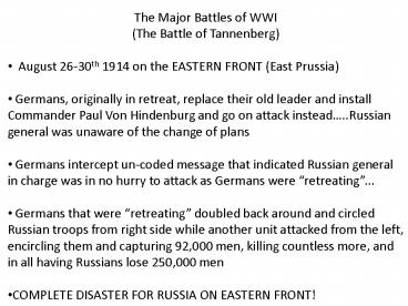 The Major Battles of WWI