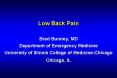 Low Back Pain Brad Bunney, MD Department of Emergency Medicine University of Illinois College of Medicine-Chicago Chicago, IL PowerPoint PPT Presentation
