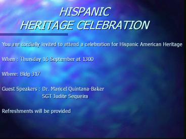 HISPANIC HERITAGE CELEBRATION