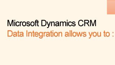 Microsoft Dynamics CRM Online Integration