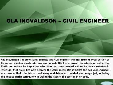 OLA INGVALDSON – CIVIL ENGINEER