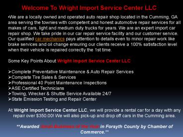 Auto Repair Cumming GA