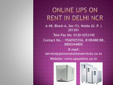 Online UPS on Rent in Delhi NCR
