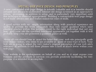 Special Web page design And Principles