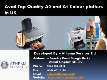 Avail Top Quality A0 and A1 Colour Plotters in UK