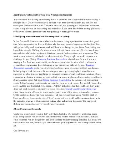 Furniture Removalists Australia