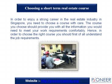 Choosing a short term real estate course