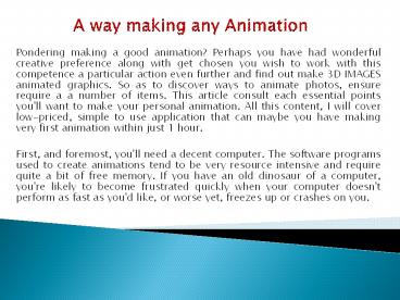 A way making any Animation