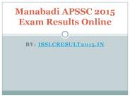 Manabadi APSSC  Exam 2015