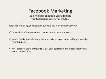 Facebook advertising professional services from delhi (4page ppt)