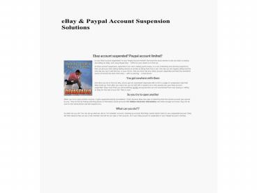 eBay & Paypal Account Suspension Solutions