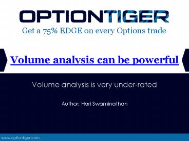 Volume Analysis Can Be Powerful