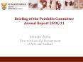 Briefing of the Portfolio Committee Annual Report 2010/11 PowerPoint PPT Presentation