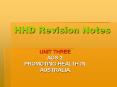 HHD Revision Notes PowerPoint PPT Presentation