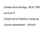 Conservation Biology BISC 309