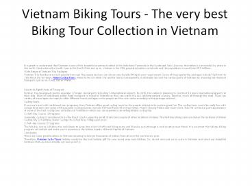 Vietnam Cycle Tours
