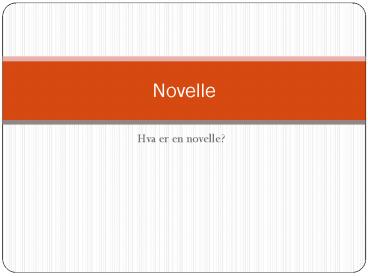 Hva er en novelle?