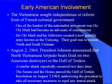 Early American Involvement