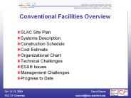 Conventional Facilities Overview