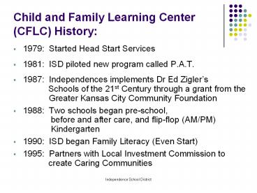1979: Started Head Start Services