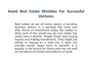 Avoid Real Estate Mistakes For Successful Ventures