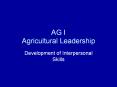 AG I Agricultural Leadership PowerPoint PPT Presentation