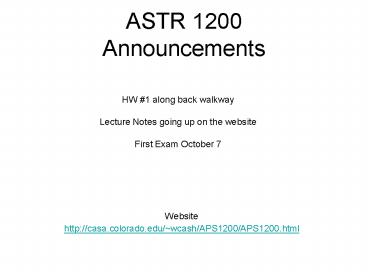 ASTR 1200 Announcements