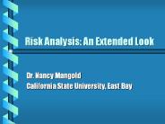 Risk Analysis: An Extended Look
