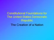 Constitutional Foundations for The United States Democratic Republic