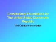 Constitutional Foundations for The United States Democratic Republic