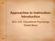 Approaches to Instruction: Introduction