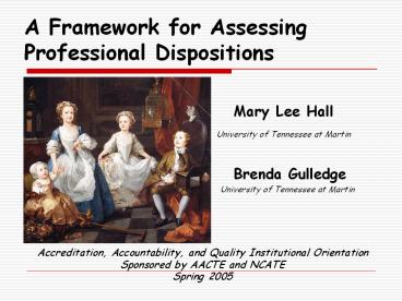 A Framework for Assessing Professional Dispositions