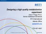 Designing a high quality metabolomics experiment