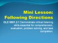 Mini Lesson: Following Directions PowerPoint PPT Presentation