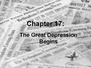 The Great Depression Begins