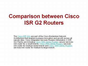 Comparison between Cisco ISR G2 Routers