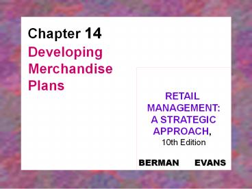 Developing Merchandise Plans