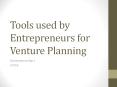 Tools used by Entrepreneurs for Venture Planning PowerPoint PPT Presentation