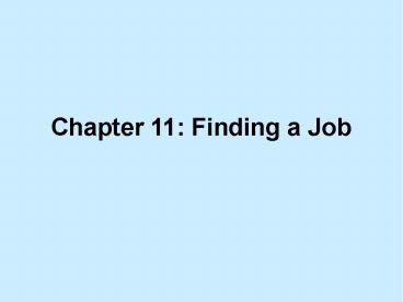 Chapter 11: Finding a Job