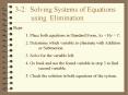 3-2: Solving Systems of Equations     using Elimination PowerPoint PPT Presentation