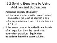 3.2 Solving Equations by Using Addition and Subtraction