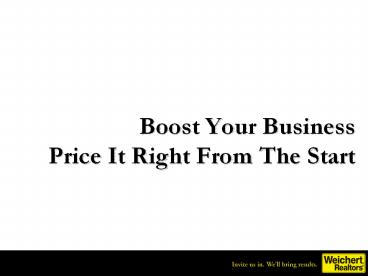 Boost Your Business Price It Right From The Start