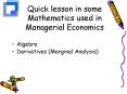 Quick lesson in some Mathematics used in Managerial Economics PowerPoint PPT Presentation